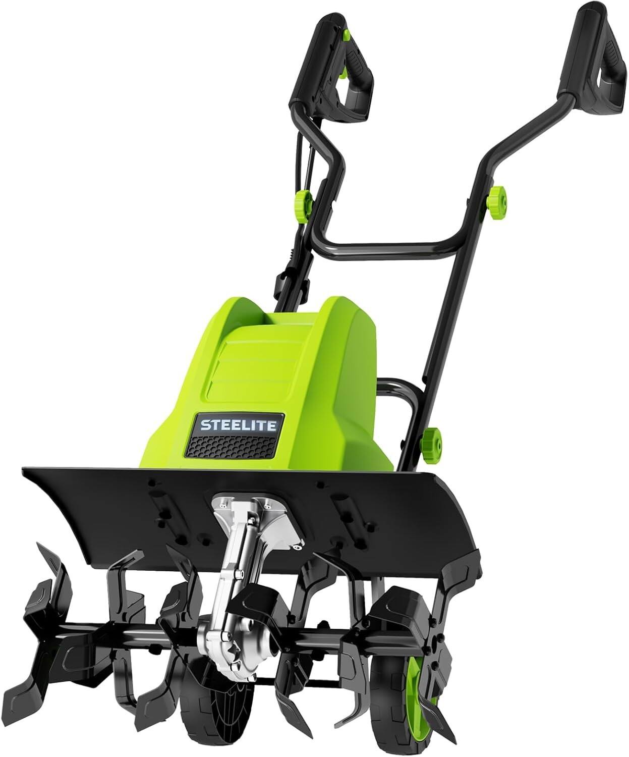 Front. Steelite - 18-Inch Corded Electric Tiller, 13.5-Amp Electric Tiller and Cultivator for Gardening, Lightweight Rototiller.