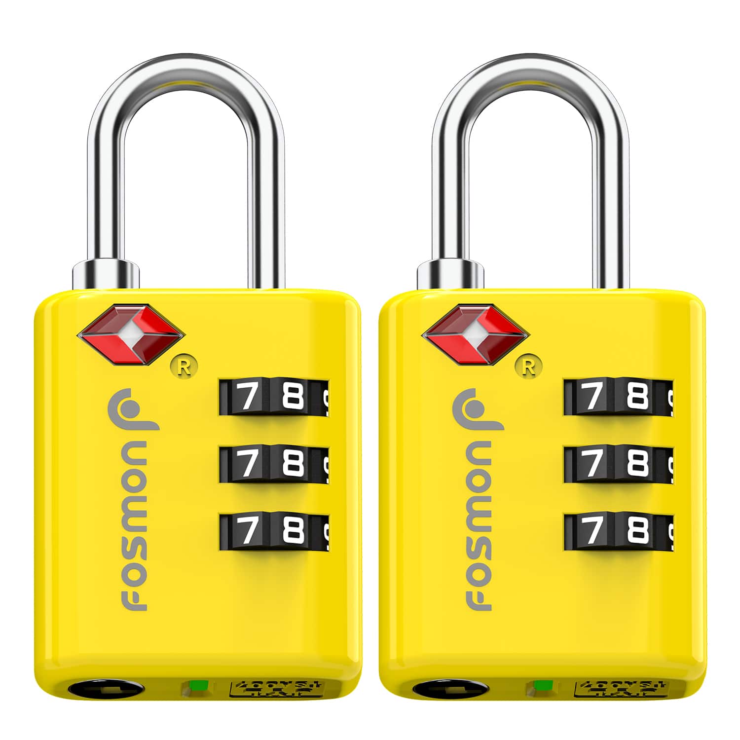 Fosmon - 2x TSA Lock for Luggage, Combination Luggage Locks TSA Approved with Open Alert, TSA Luggage Lock for Travel TSA Lock - Yellow