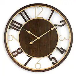 Sorbus - 24-Inch Large Wall Clock – Wooden Decorative Clock for Living Room, Kitchen, Bedroom, Office – Analog Wall Art - Bronze