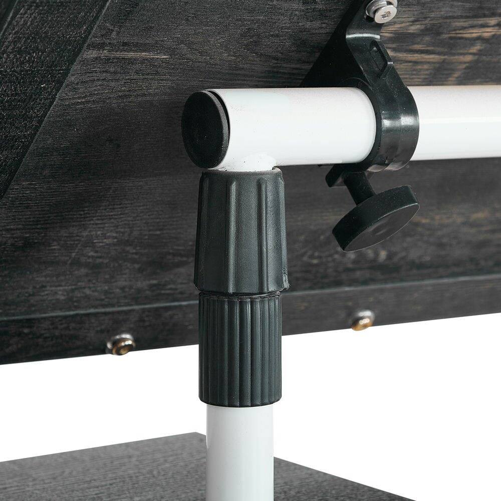 Alt View 5. Kadyn - Kadyn Lift Top Desk Cart, Mobile Rolling Table, Wood Storage Cabinet with Drawers, Height Utility Cart, Dark Wood Grain - Gray.