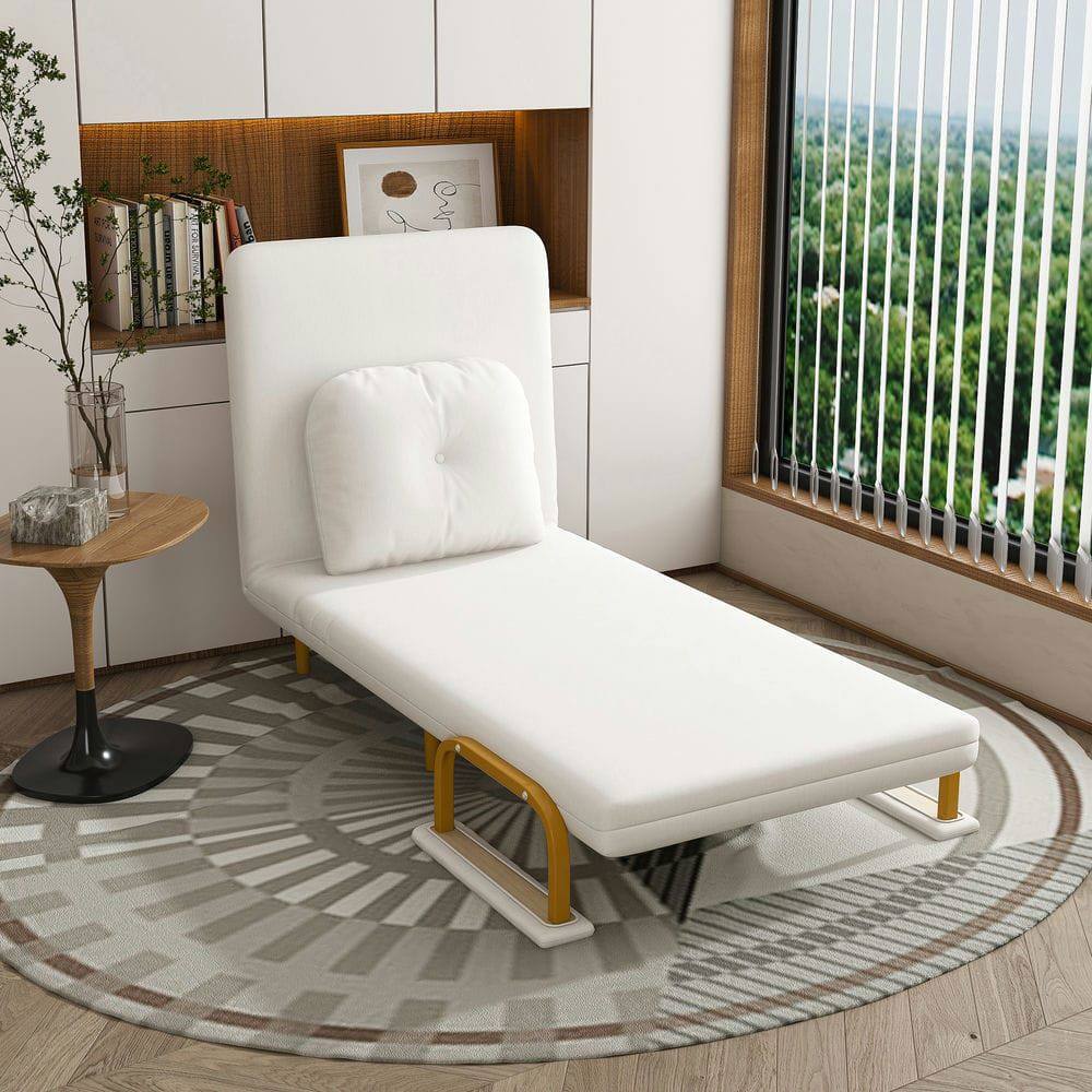 Angle. Kadyn - 3-in-1 Folding Sleeper Chair, 5-Position Adjustable Backrest with Pillow for Living Room and Office, White - White.