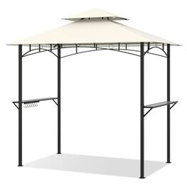Boyel Living - Beige 100.8-in L x 96-in W x 60-in H Outdoor Grill Gazebo with Side Shelves and Hanging Hooks Model BL-HYA2041BE