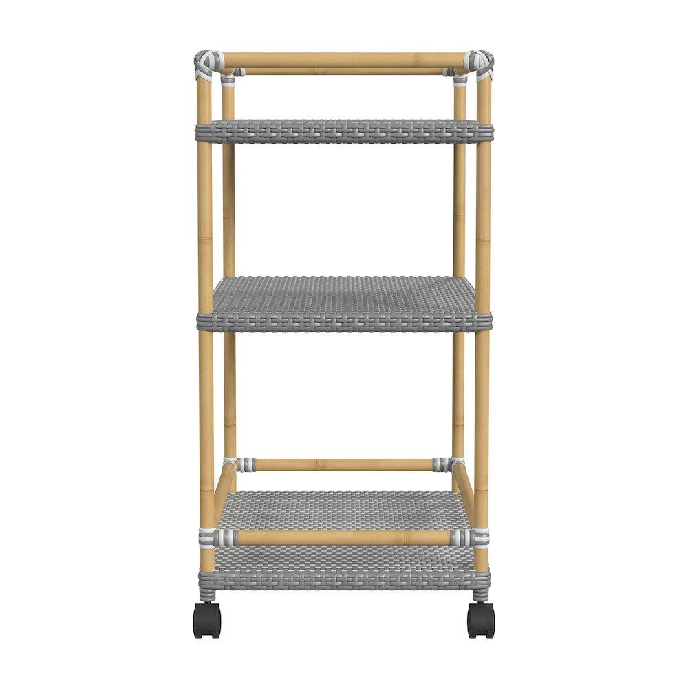 Angle. Butler Specialty - Tobias 24 in. W Outdoor Rattan and Metal 3 Tier Bar Cart - Gray.