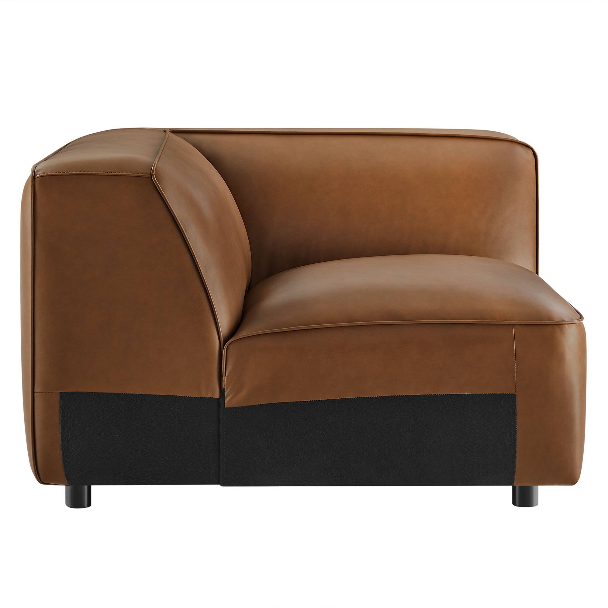 Back. Modway - Auren Upholstered Vegan Leather Modular Corner Chair by Modway - Coffee.