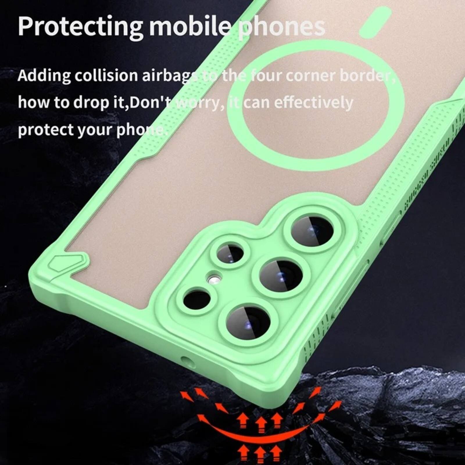 Protecting mobile phones

Adding collision airbag to the four corner border, how to drop it, Don't worry, it can effectively protect your phone