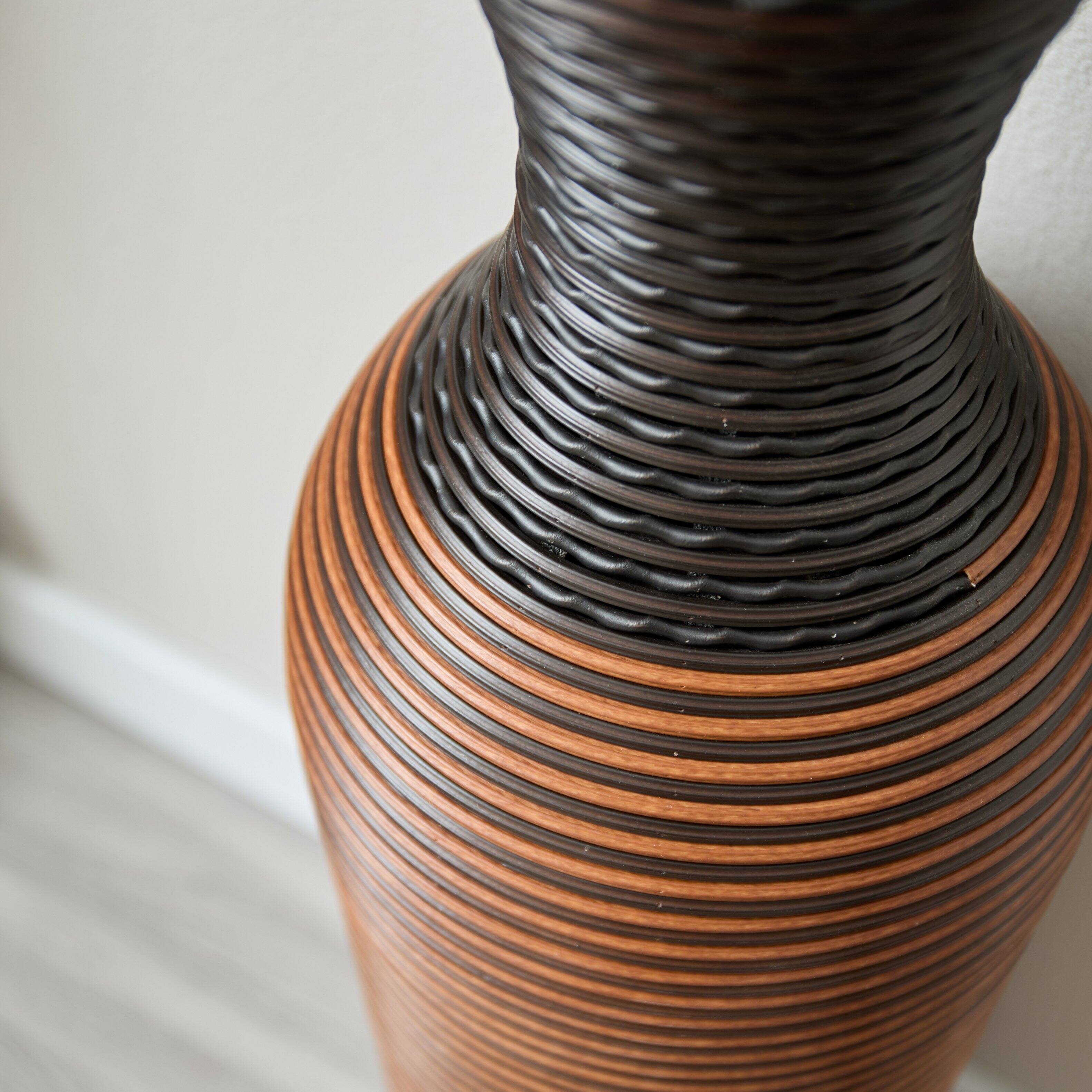 Alt View 1. Anysun - Hand-Woven PVC Rattan Vases Set of 3 - Brown Floor Vases, 27.56/23.62/19.69in for Farmhouse Decor - Brown Gray.