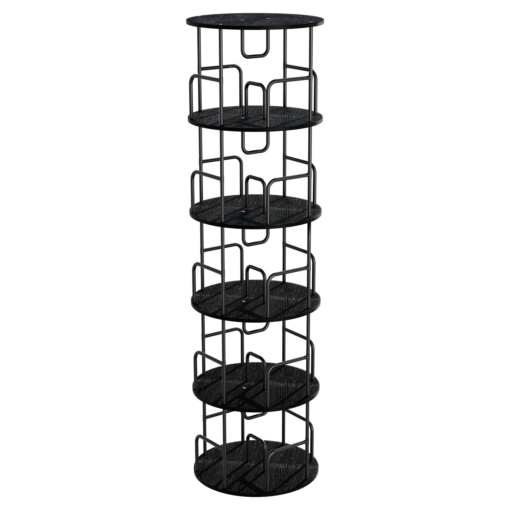 Z Edge 5 Tier Rotating Bookshelf, 360° Spinning Bookcase, Freestanding ...