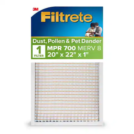 3M Filtrete Dust, Pollen & Pet Dander 1 MPR 700 MERV 8 FILTER 20" X 22" X 1"
