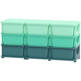 Qaba - Tier Kids Storage Organizer with 9 Drawers for Bedroom, Nursery, Kindergarten, Living Room - Green