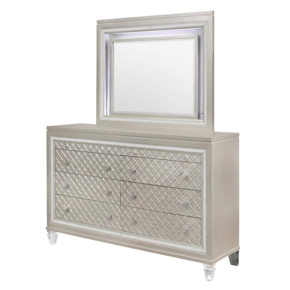 Angle. Global Furniture USA - Traditional Glam Paris Champagne Mirror With Led - Champagne.