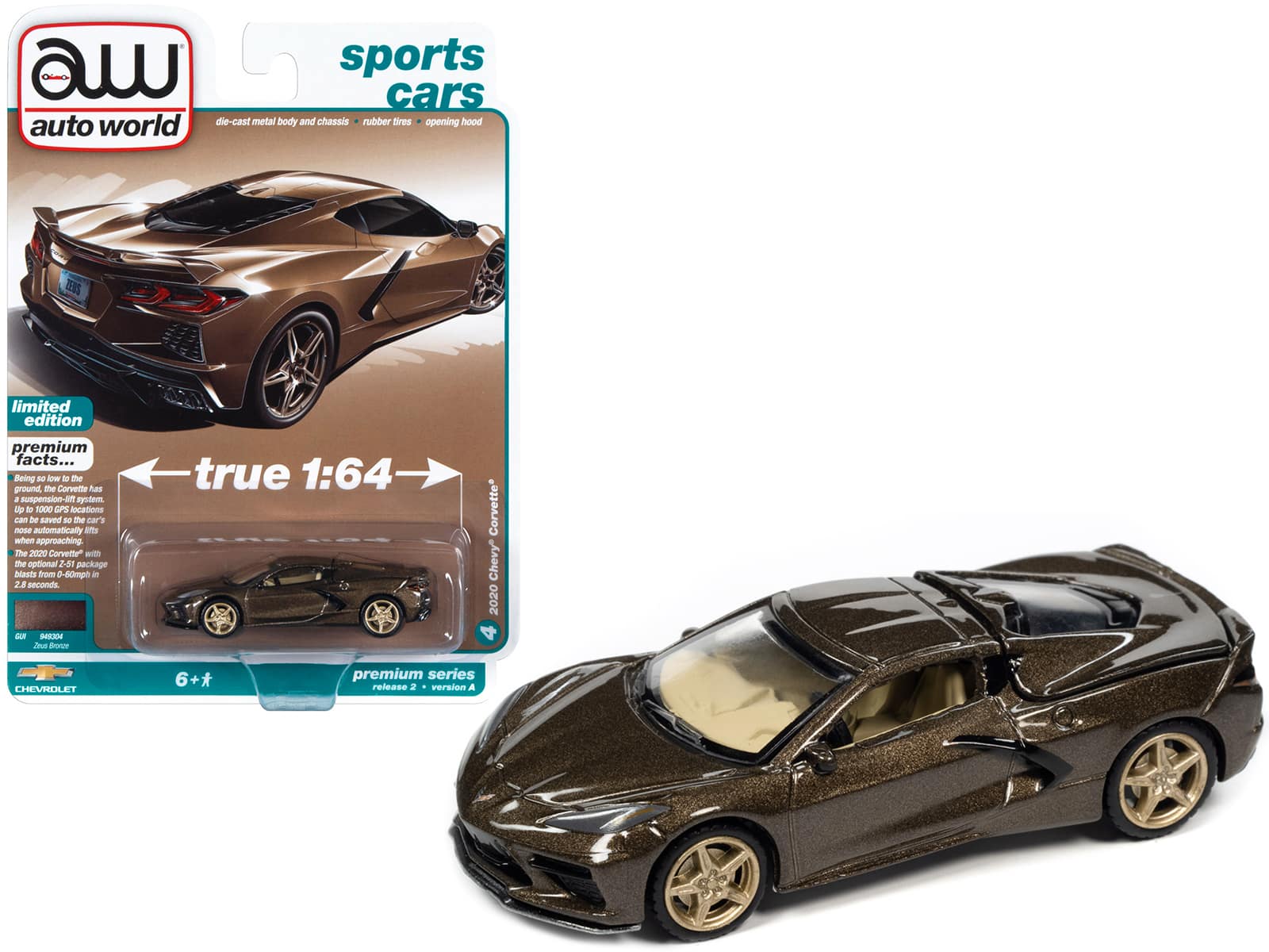 "Autoworld - 2020 Chevrolet Corvette Zeus Bronze Metallic ""Sports Cars"" Limited Edition 1/64 Diecast Model Car by Auto World" price history on PriceWatchPro
