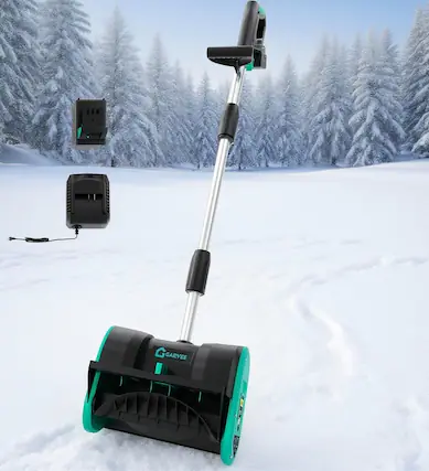 Front. Acekool - 12Inch Electric Snow Blower, 17 Feet Throw Distance for Driveway.