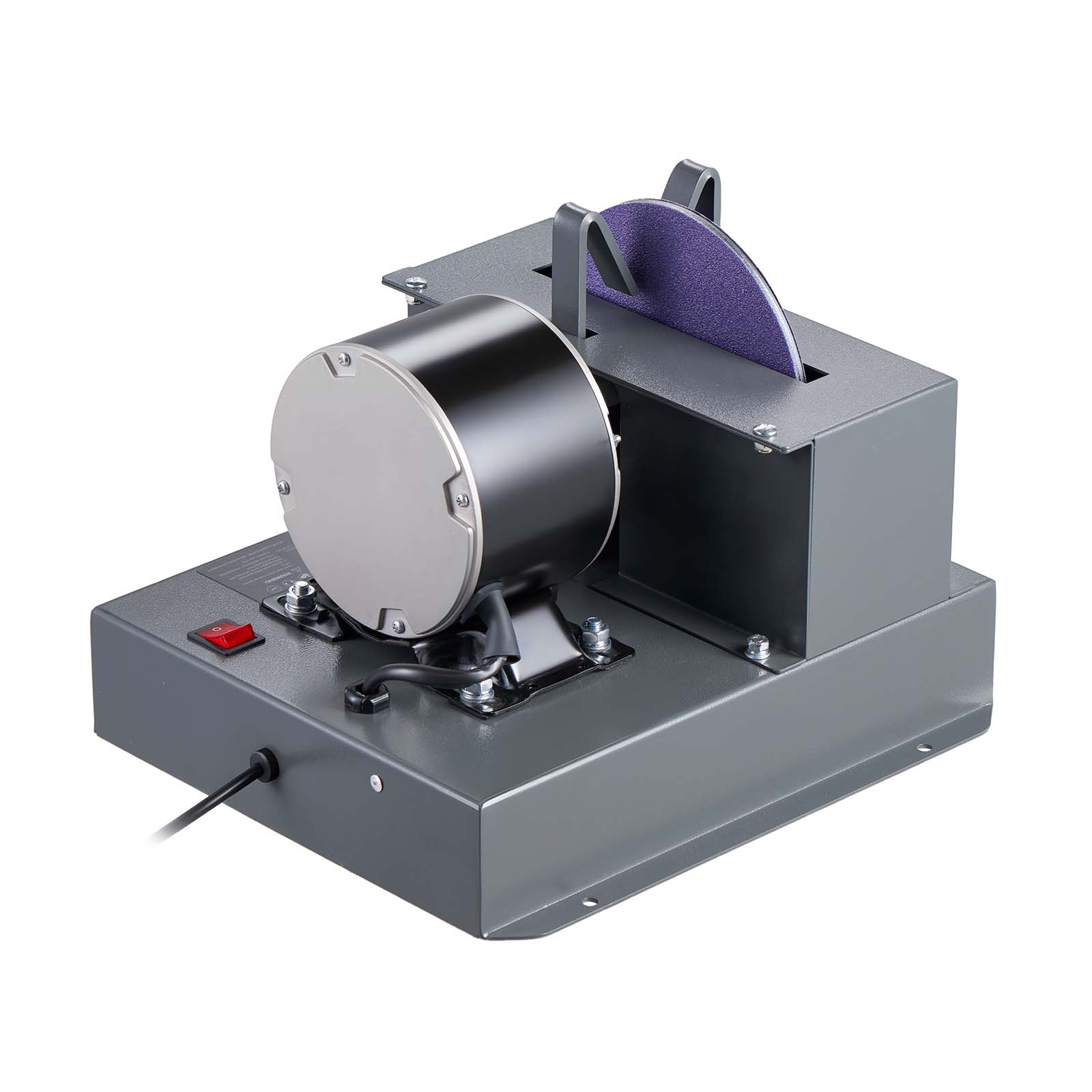 Alt View 5. VEVOR - Lawn Mower Blade Sharpener, 1/3HP Lawnmower Blades Grinder with 7" Ceramic Grinding Wheel, 30° or 40° Blade Sharpening - Grey.
