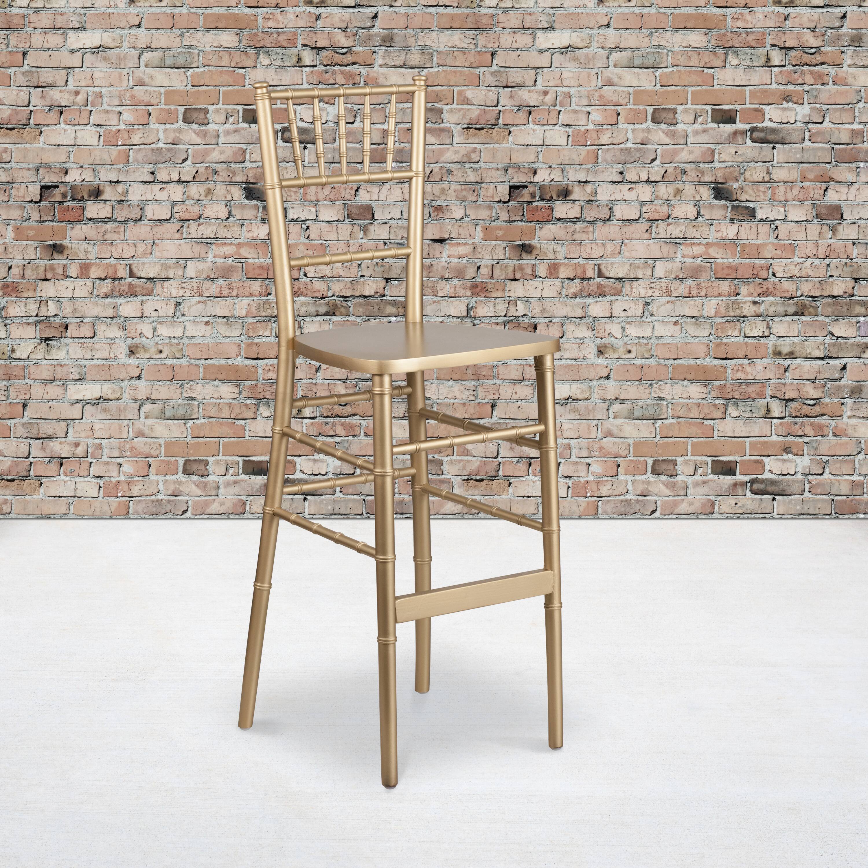 Alt View 1. Emma + Oliver - Wood Chiavari Barstool - Gold.