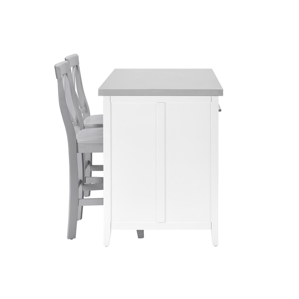 Alt View 7. Crosley Furniture - Silvia Stainless Steel Top Kitchen Island W/X-Back Stools - White.