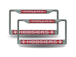 Rico Industries - Indiana Hoosiers Sparkly Glitter Bling Look Chrome License Plate Frame - Set of 2 Frames - Multi