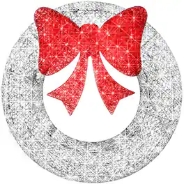 Best Choice Products - 60in Pre-Lit Outdoor Christmas Wreath, LED Metal Holiday Decor w/ 206 Lights, Bow - Silver/Red