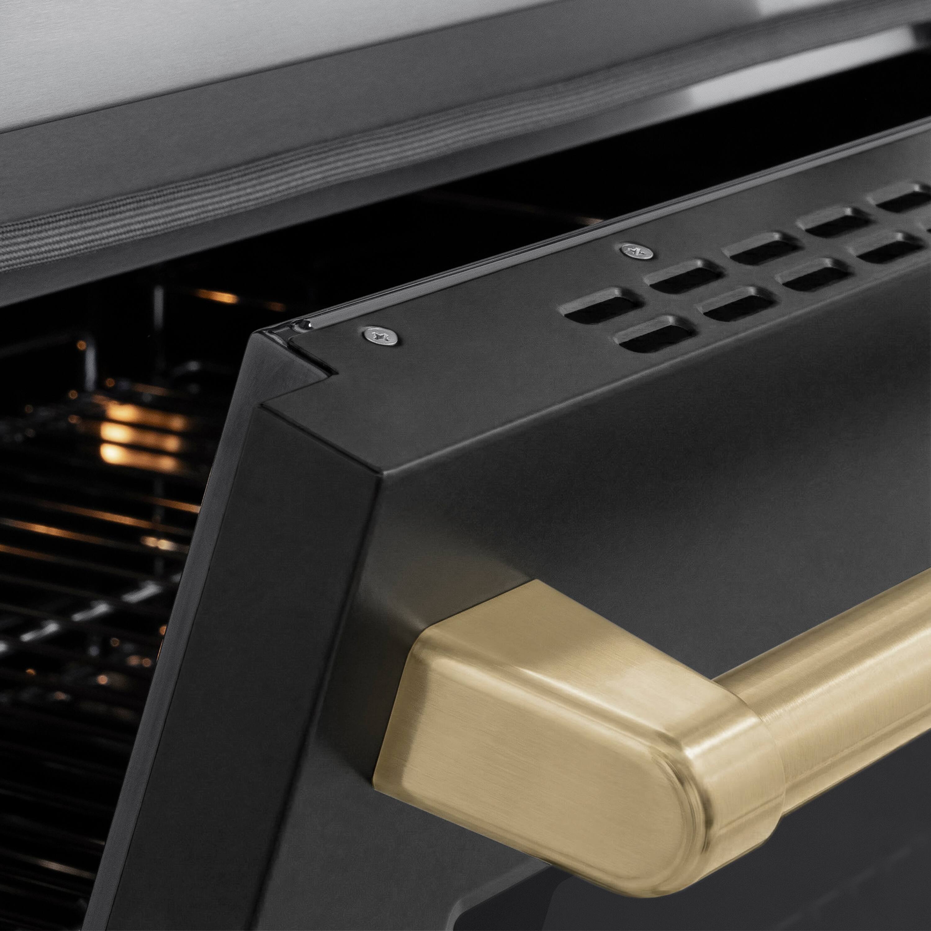 Alt View 10. ZLINE - Autograph 48 in. 6.7 cu. ft. Paramount Freestanding Induction Range with Black Matte Doors and Champagne Bronze Accents - Matte Black.