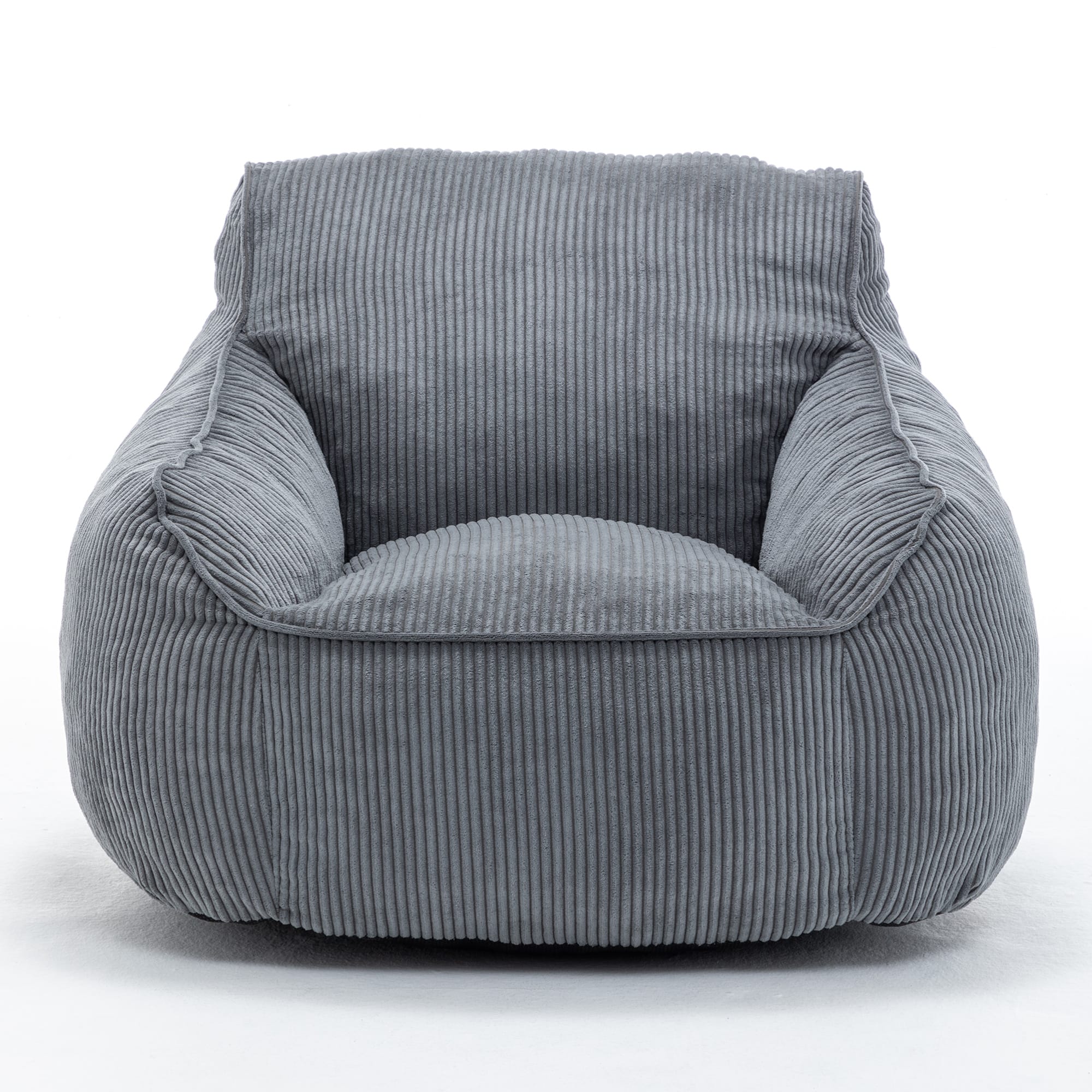 GOODSILO - Large Corduroy Bean Bag Sofa Chair with Armrests and Included Filler for Living Room and Bedroom - Dark Gray