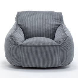 GOODSILO - Large Corduroy Bean Bag Sofa Chair with Armrests and Included Filler for Living Room and Bedroom - Dark Gray