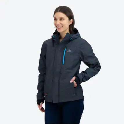 Front. Mobile Warming - Women's Adventure Heated Jacket - Heather Grey.
