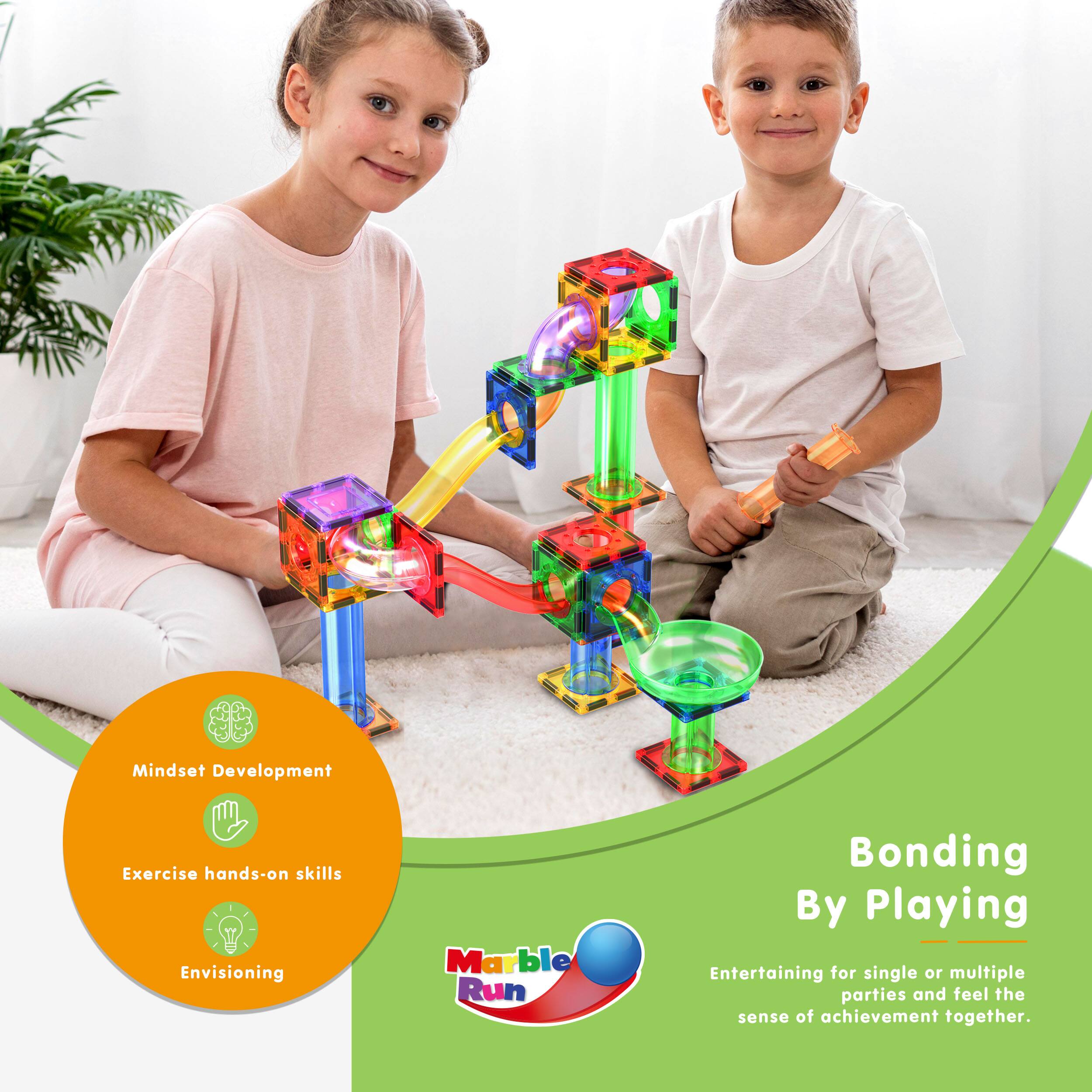 Mindset Development  
Exercise hands-on skills  
Envisioning  

Marble Run  

Bonding By Playing  
Entertaining for single or multiple parties and feel the sense of achievement together.