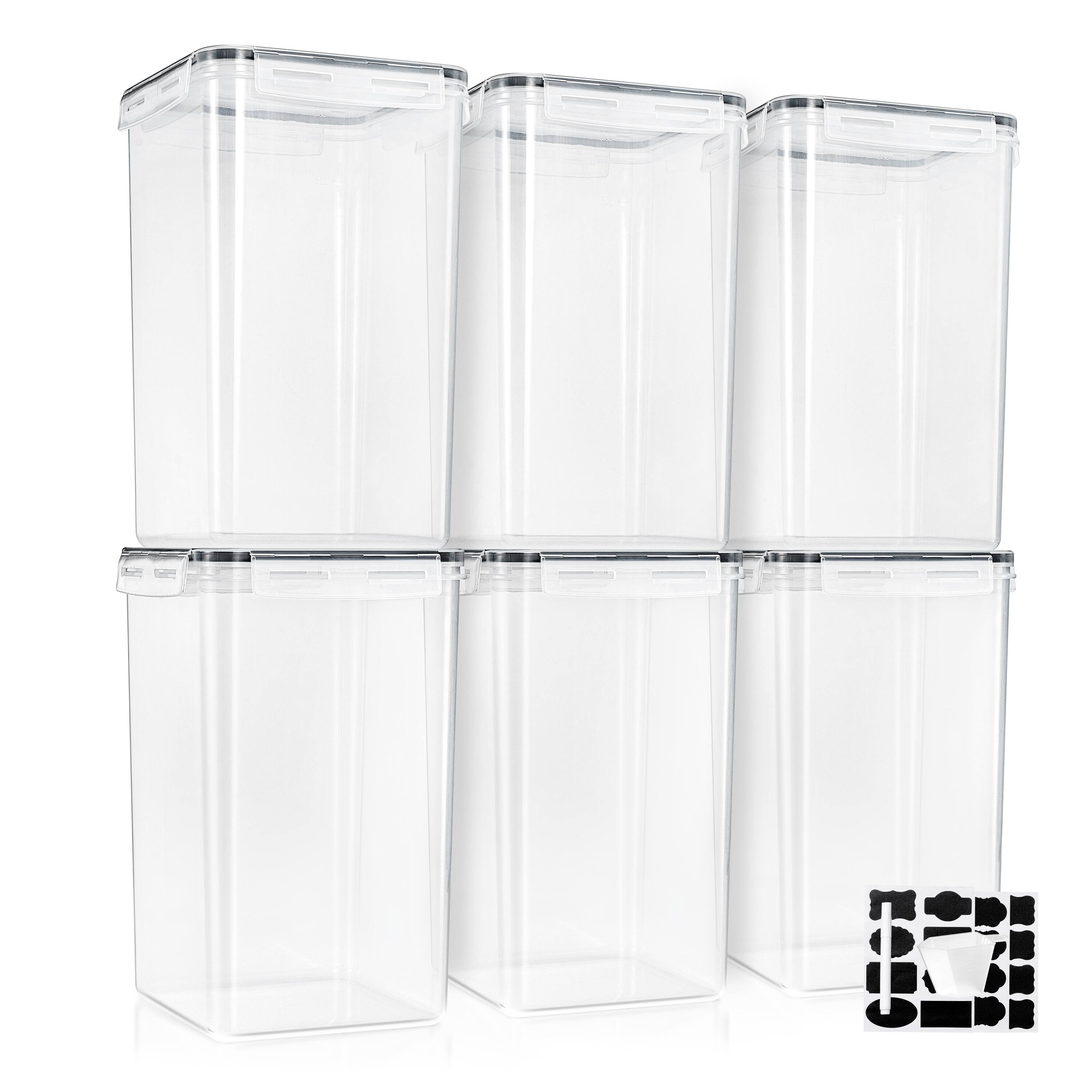 Back. Sorbus - Sorbus 6 Pack (6.5L/219.79 Oz) Airtight Food Storage Containers with Locking Lids, Measuring Cups & Labels - Clear.