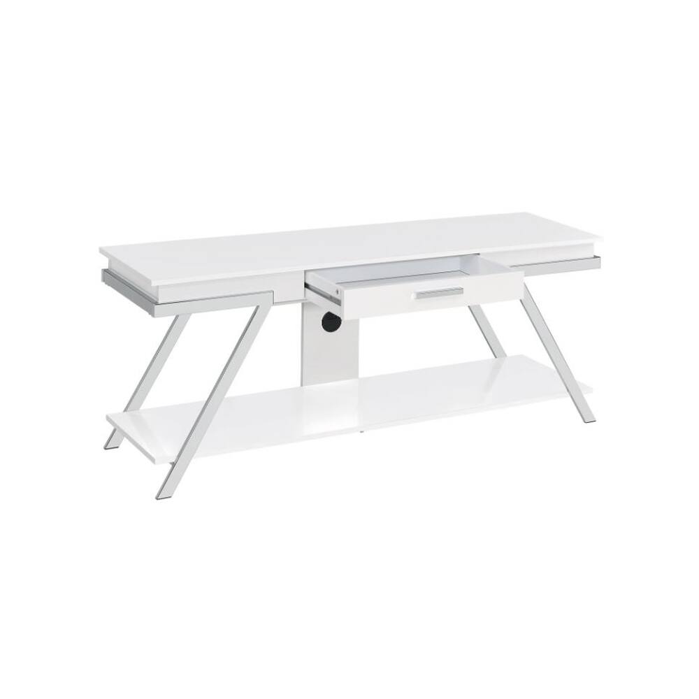 Left. Steve Silver - Zena 65" TV Stand  with Drawer - White - White.