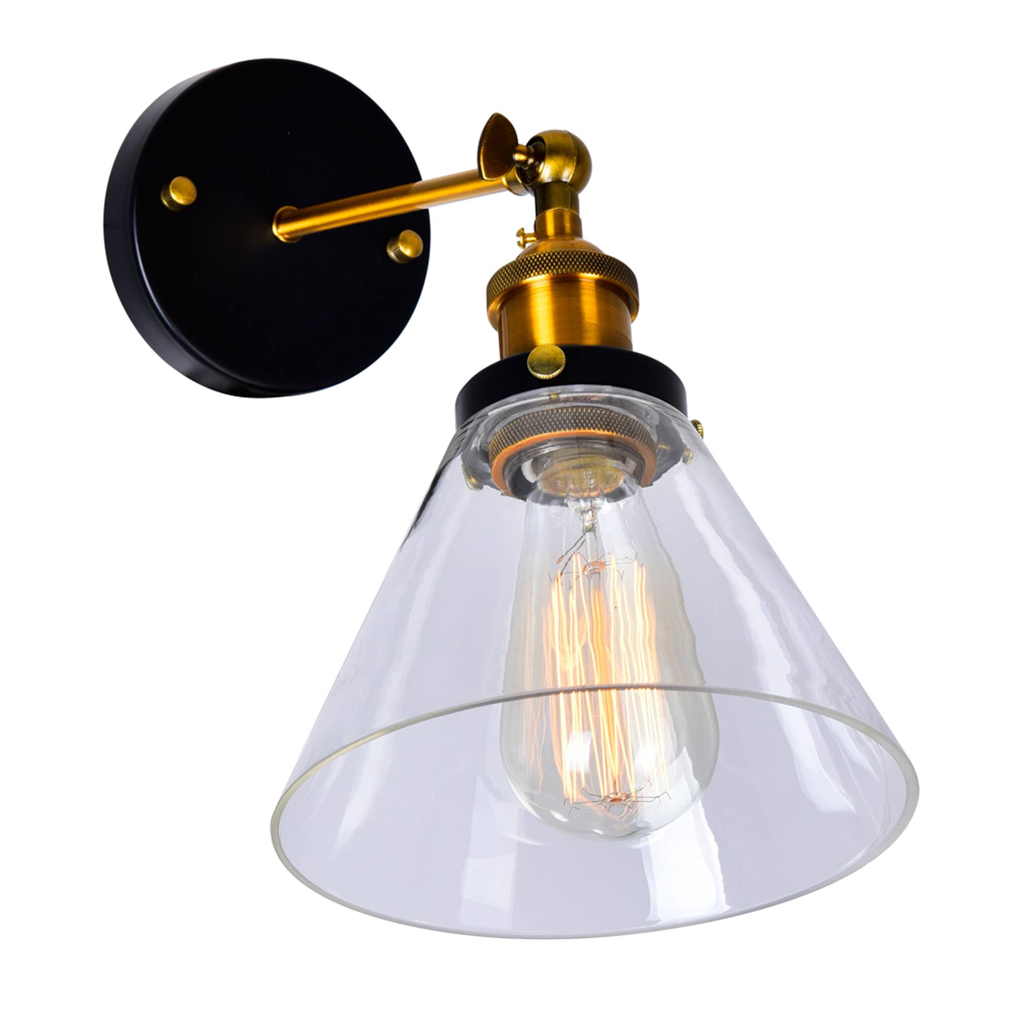 Left. CWI Lighting - Eustis 1 Light Wall Sconce With Black & Gold Brass Finish - Black & Gold Brass.