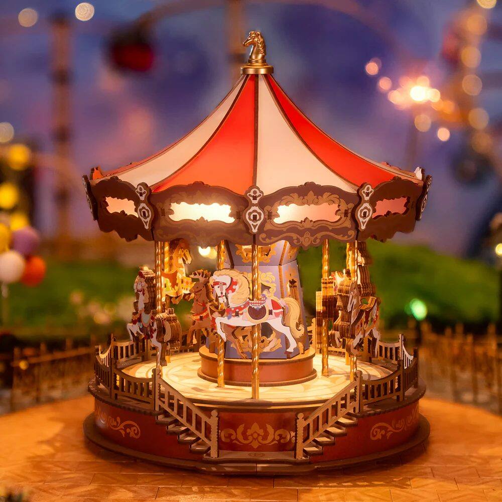 Angle. 3D Puzzle - DIY 3D Music Gear Puzzle - Classic Carousel 265 pieces.