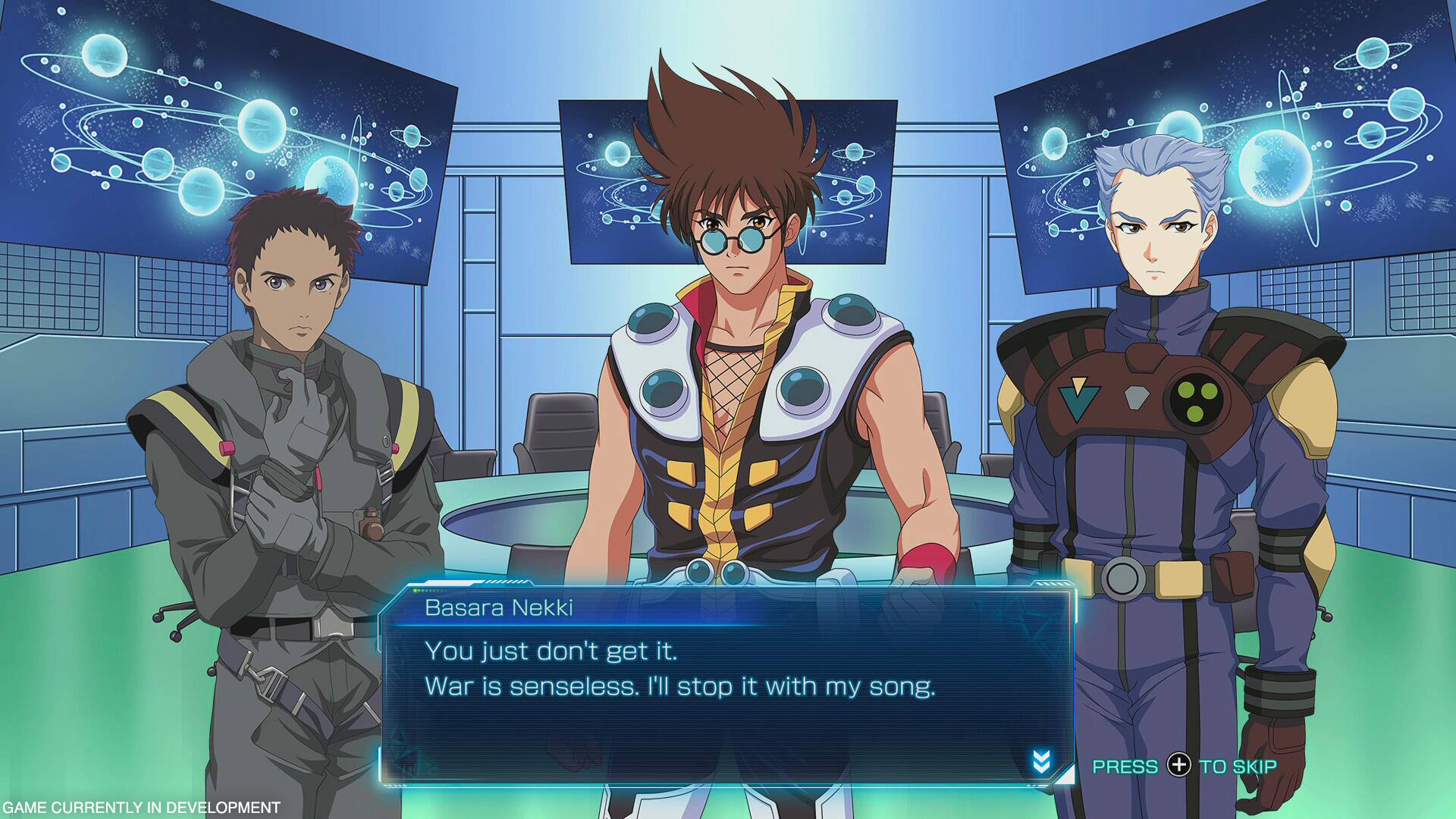 Basara Nekki: You just don't get it. War is senseless. I'll stop it with my song. PRESS + TO SKIP GAME CURRENTLY IN DEVELOPMENT.