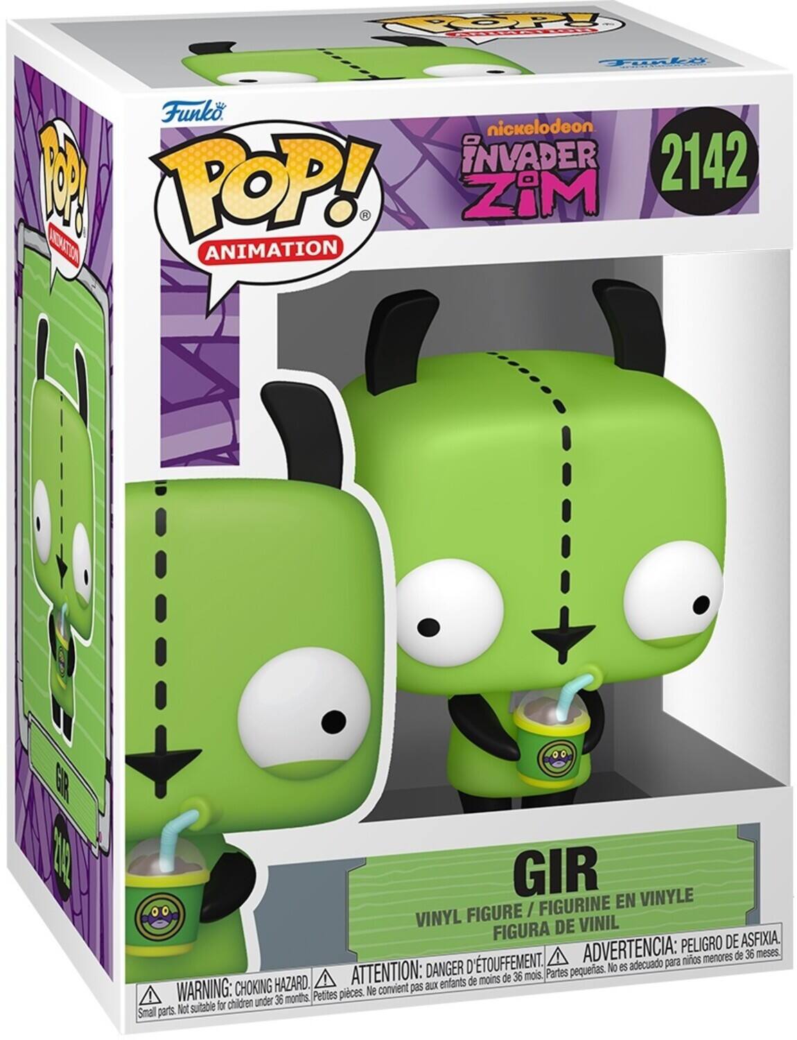 **Funko POP! Animation**

**Nickelodeon Invader Zim**

**2142**

**GIR**

**Vinyl Figure / Figurine en Vinyle / Figura de Vinil**

**Warning: Choking Hazard. Small parts. Not suitable for children under 36 months.**

**Attention: Danger d'étouffement. Petites pièces. Ne convient pas aux enfants de moins de 36 mois.**

**Advertencia: Peligro de asfixia. Partes pequeñas. No es adecuado para niños menores de 36 meses.**