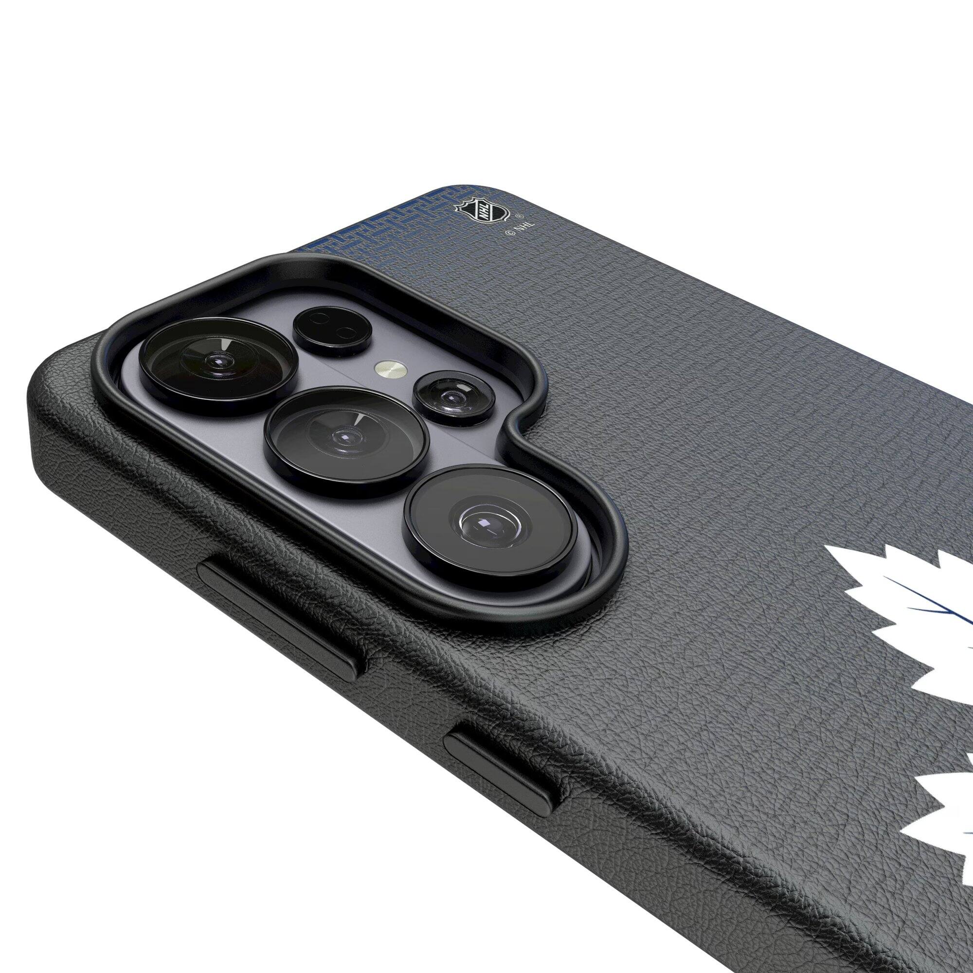 Alt View 2. Keyscaper - Toronto Maple Leafs Linen Galaxy Magnetic Bump Case - S25 Plus - Black.