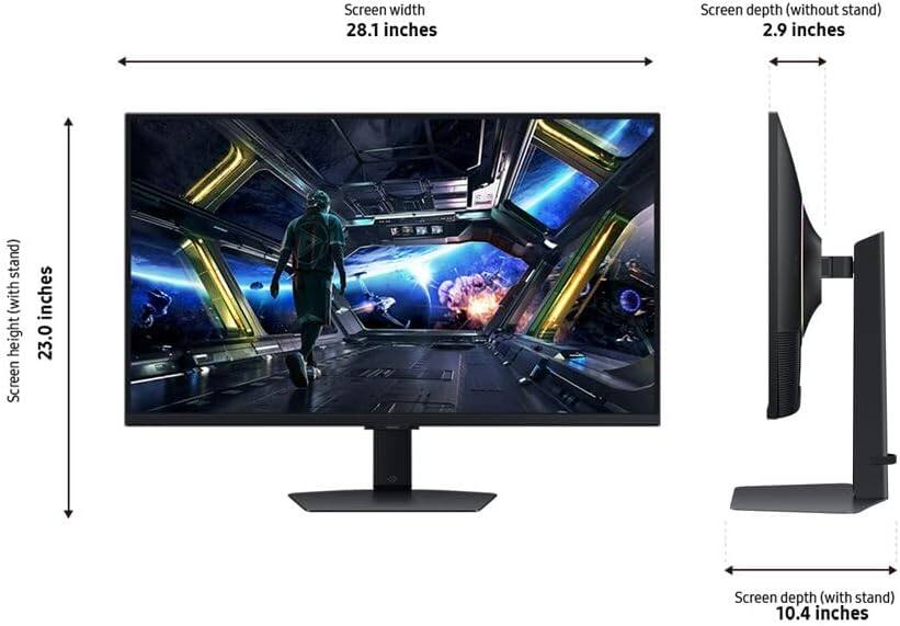Screen width: 28.1 inches  
Screen height: 23.0 inches  
Screen depth (without stand): 2.9 inches  
Screen depth (with stand): 10.4 inches