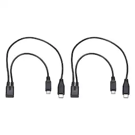 Unique Bargains - 2pcs Micro USB Female to Type C and Micro USB Male 11.8" Adapter Cable - Black