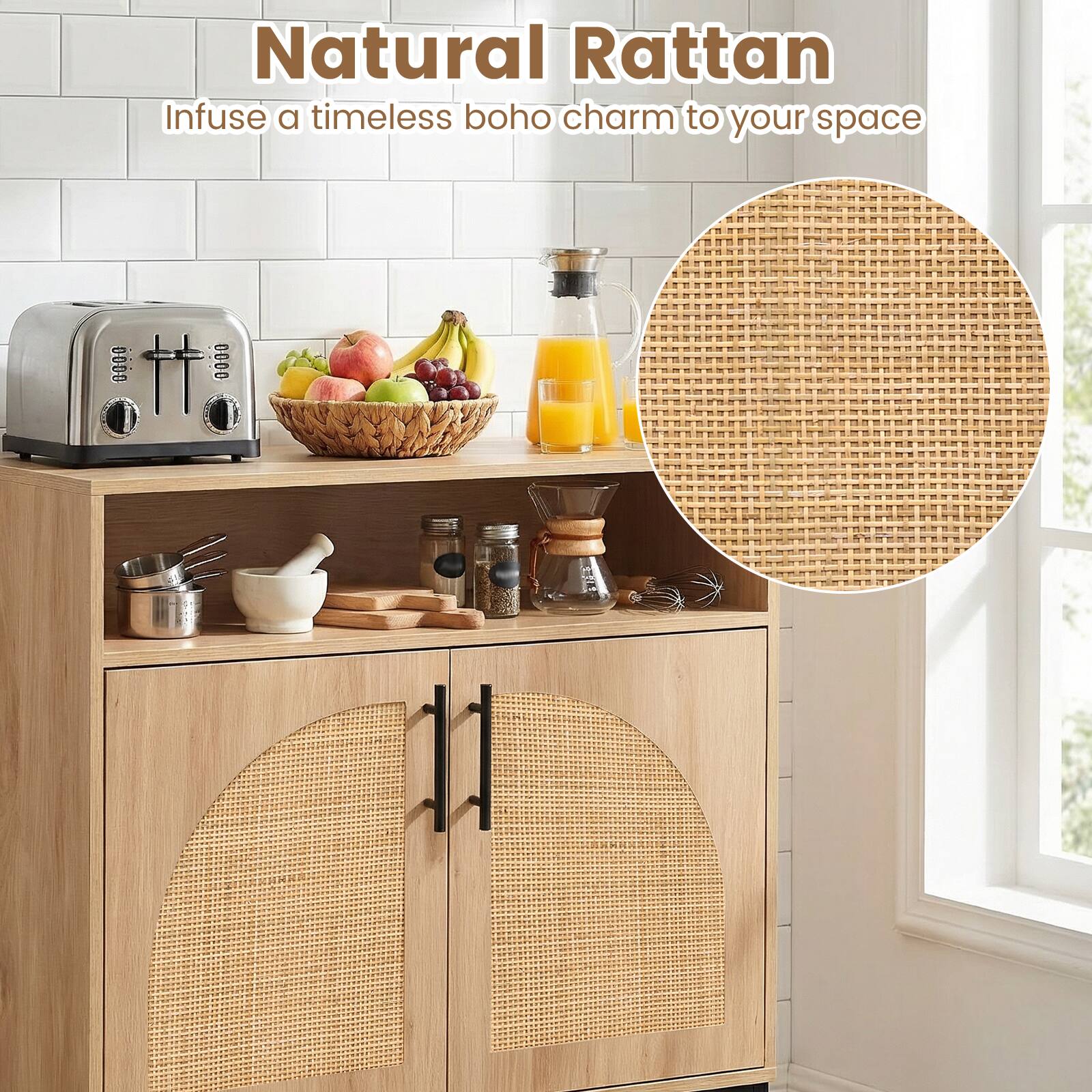 Natural Rattan  
Infuse a timeless boho charm to your space
