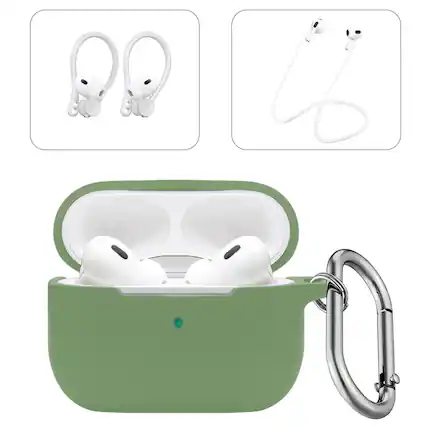Front. SaharaCase - Apple Airpods Pro 3 Case Kit | Added Accessories | Smooth Silicone | Anti-Shock Material | Venture Series - Cactus Green.