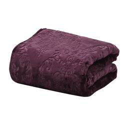 Noble House - Plazatex Versailles Embossed Decorative Super Soft Throw Blanket for Sleep/Decor 2 Pack 50" x 60" - Plum