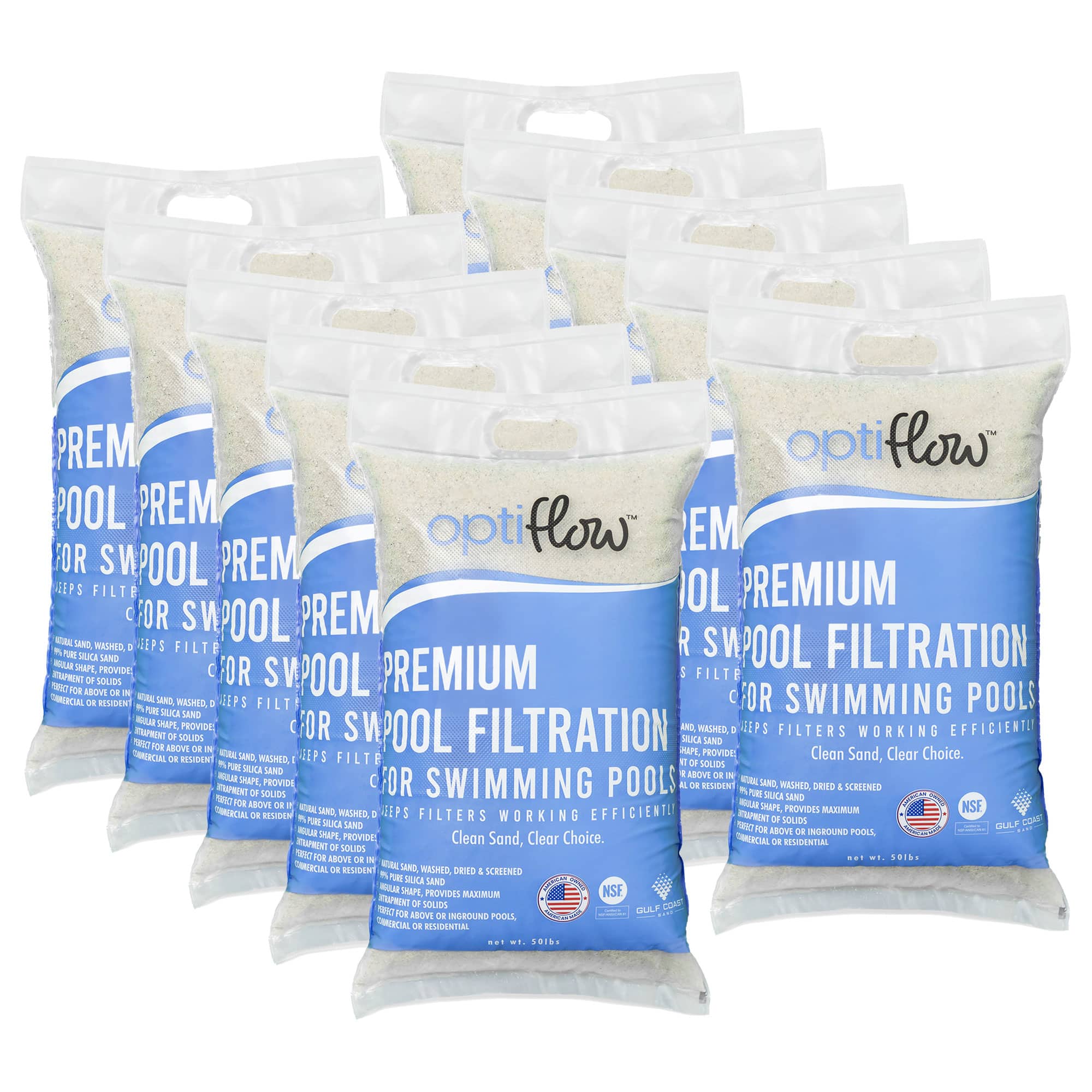 OptiFlow - 50Lb Premium Pool Filtration Angular Sand Pure Silica Formula, 10 Pack price history on PriceWatchPro