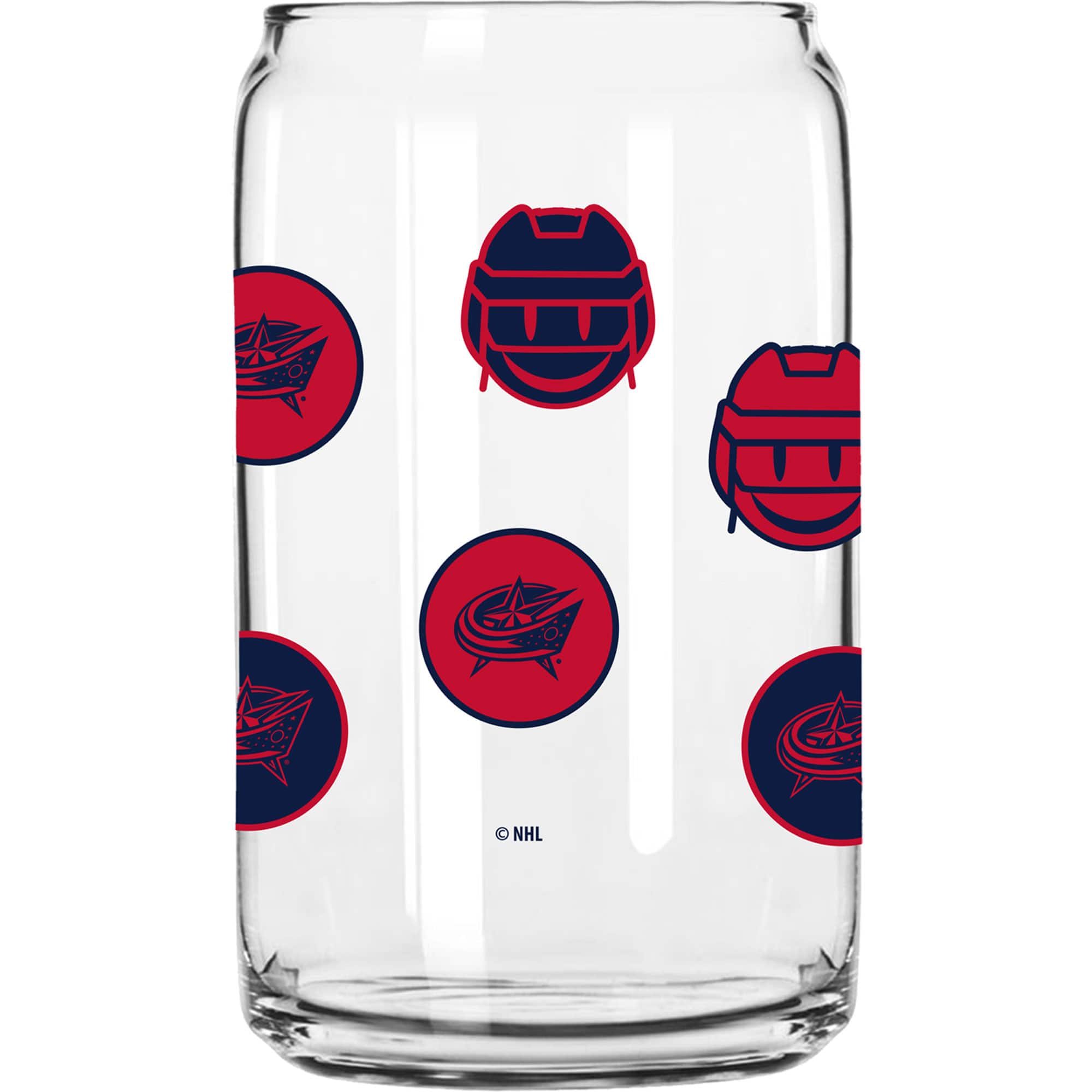 Logo Brands - Columbus Blue Jackets 16oz. Smiley Can Glass - Multicolor