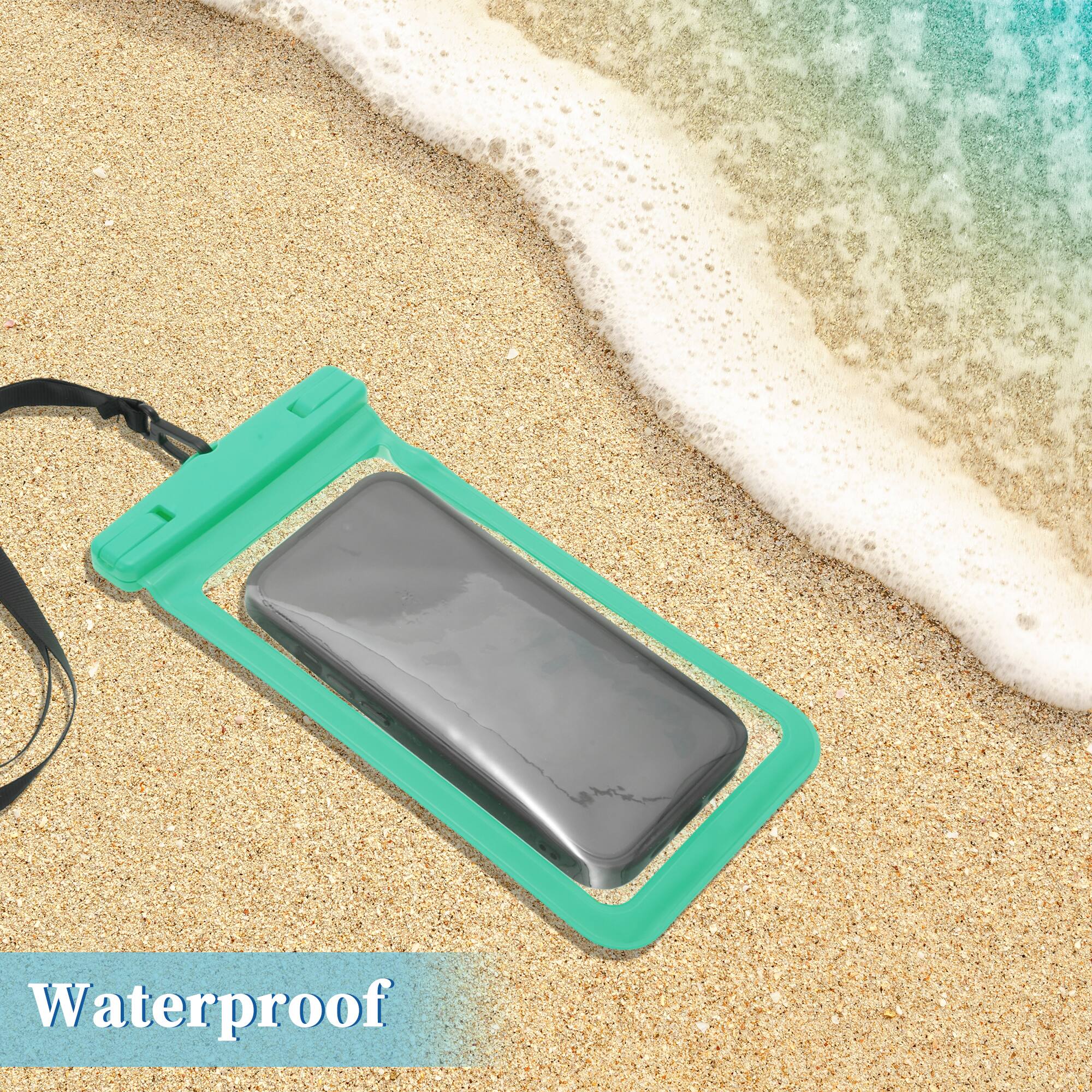 Alt View 1. Unique Bargains - 2pcs Mobile Waterproof Bag Universal Waterproof Case Compatible for Phone 4.53"x8.27" - Light Green.
