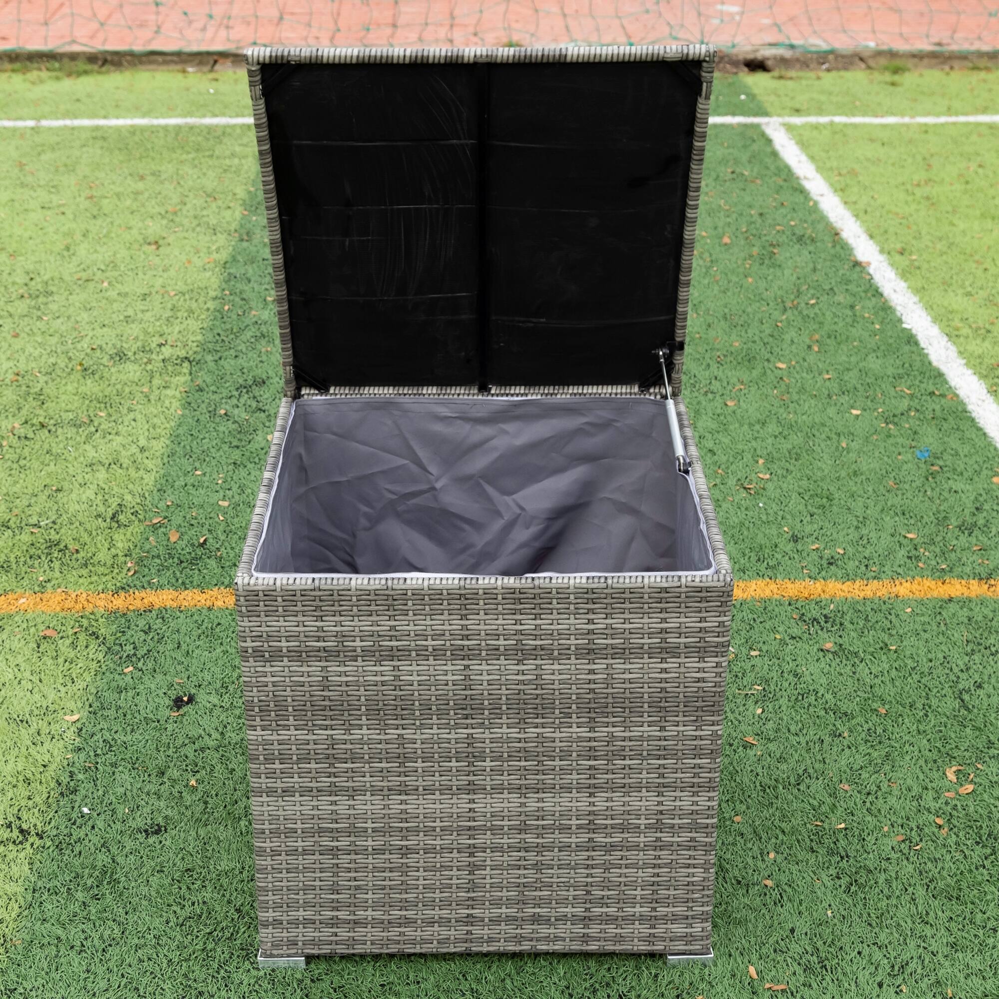 Alt View 6. Tiramisubest - 4 Piece Patio Sectional Wicker Rattan Outdoor Furniture Sofa Set with Storage Box Grey - Grey.