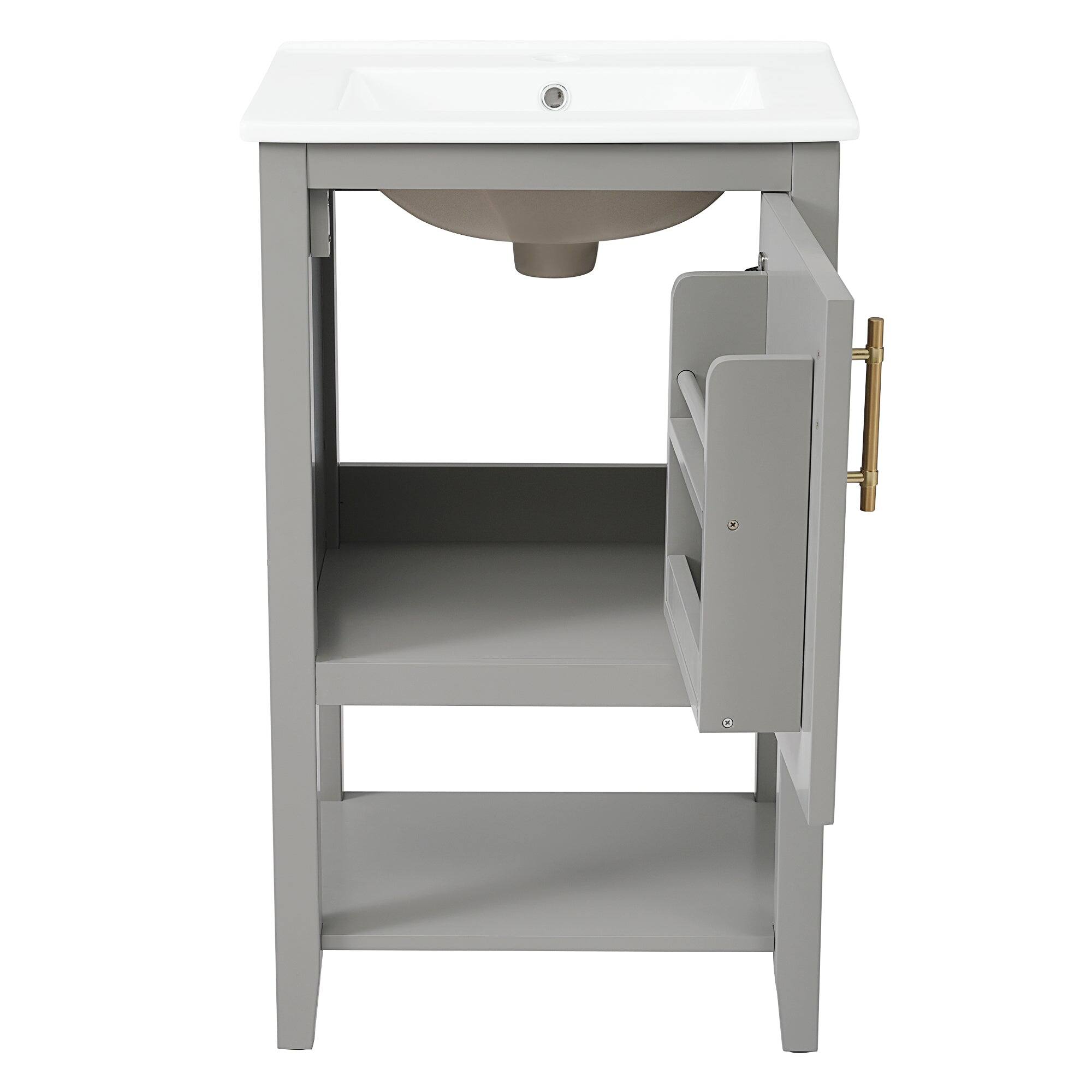 Alt View 7. Boyel Living - 20 Inch Bathroom Vanity with Sink Cabinet with Soft Close Door Storage Rack and Open Shelf Grey - Grey.