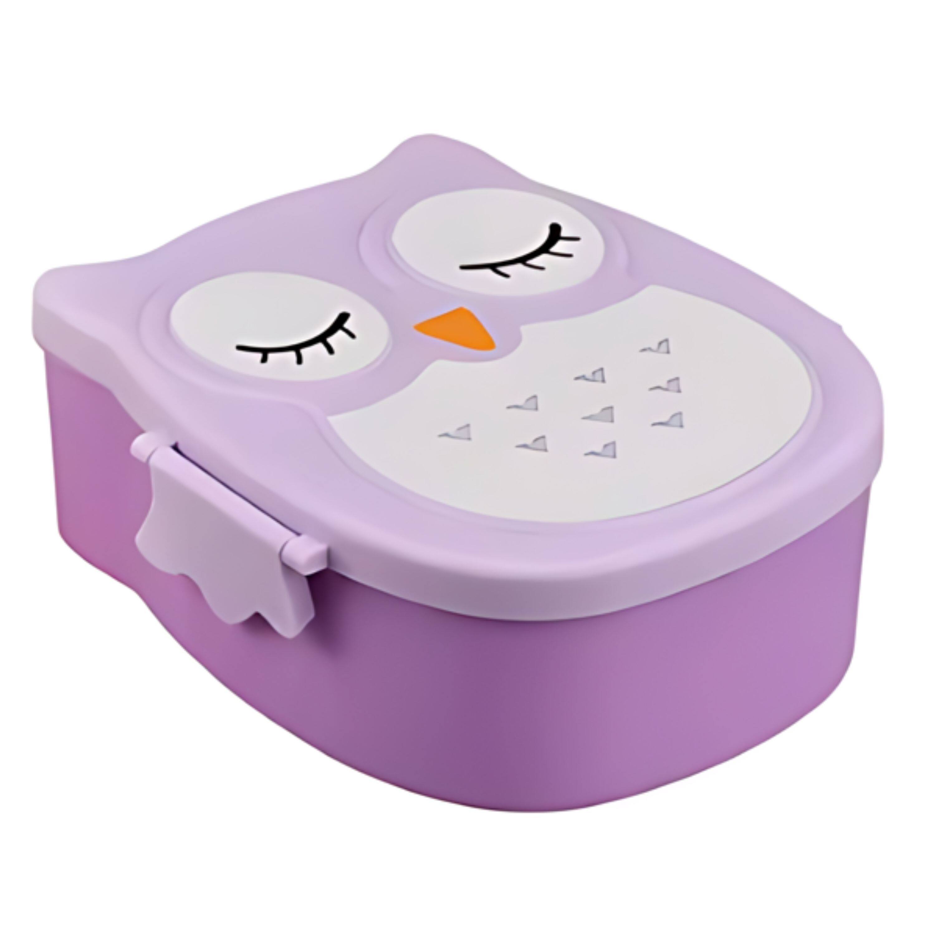 Front. Kitcheniva - Owl Shaped Lunch Box With Compartments Purple.