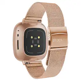 StrapsCo - Pro Mesh Strap Stainless Steel Watch Band For Fitbit Versa 4 (Medium-Long) - Rose Gold