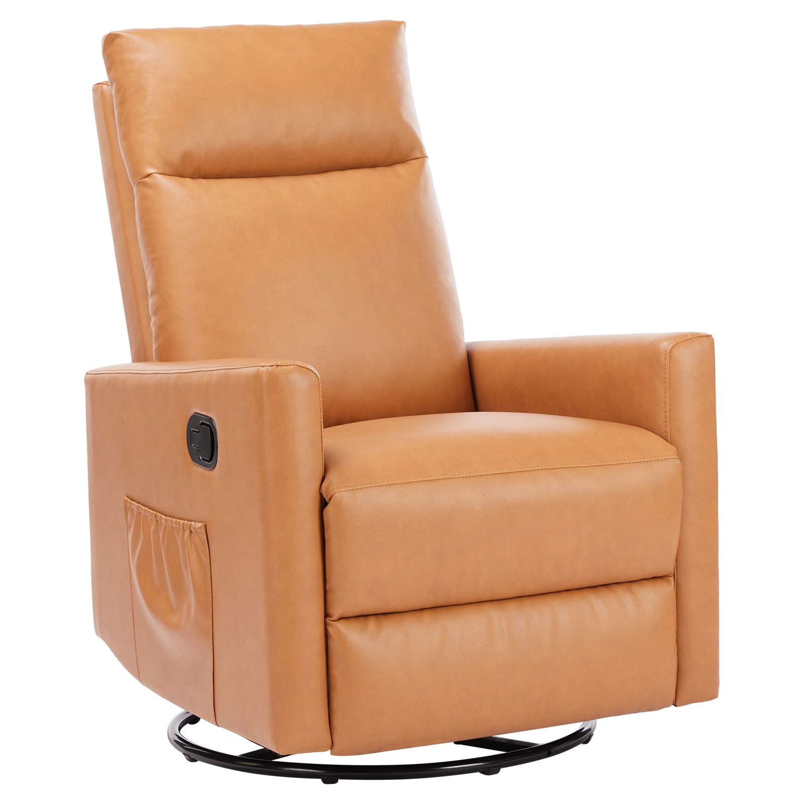 AENKYO - 360°Swivel Recliner Chair Glider Nursery Chair with Extra Large Footrest for Living Room - Brown