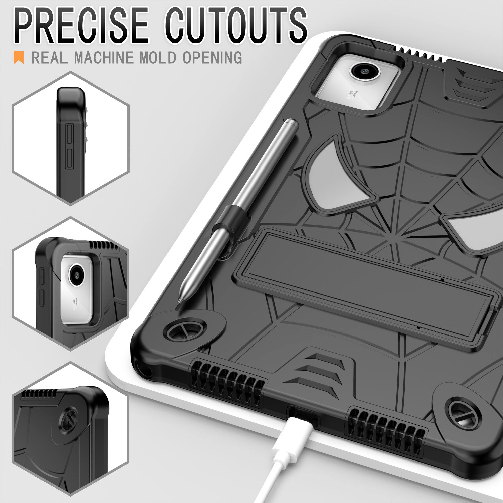 PRECISE CUTOUTS  
REAL MACHINE MOLD OPENING