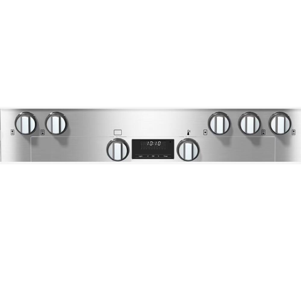 Left. Miele - HR 1432i-3 36" Freestanding Induction Range with TwinPower Convection - Clean Touch Steel.