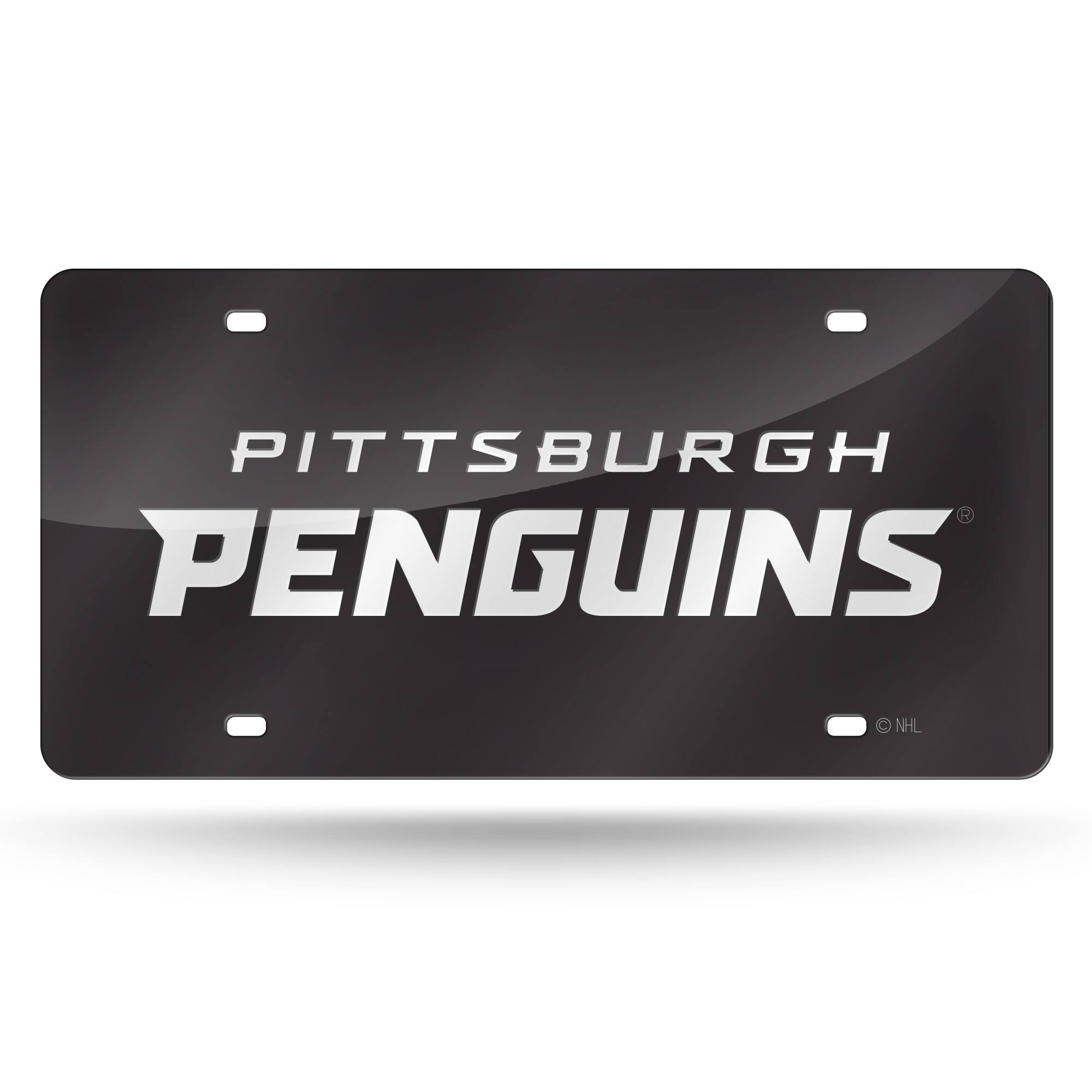 Pittsburgh Penguins Black Mirror Look Acrylic License Plate Laser Tag