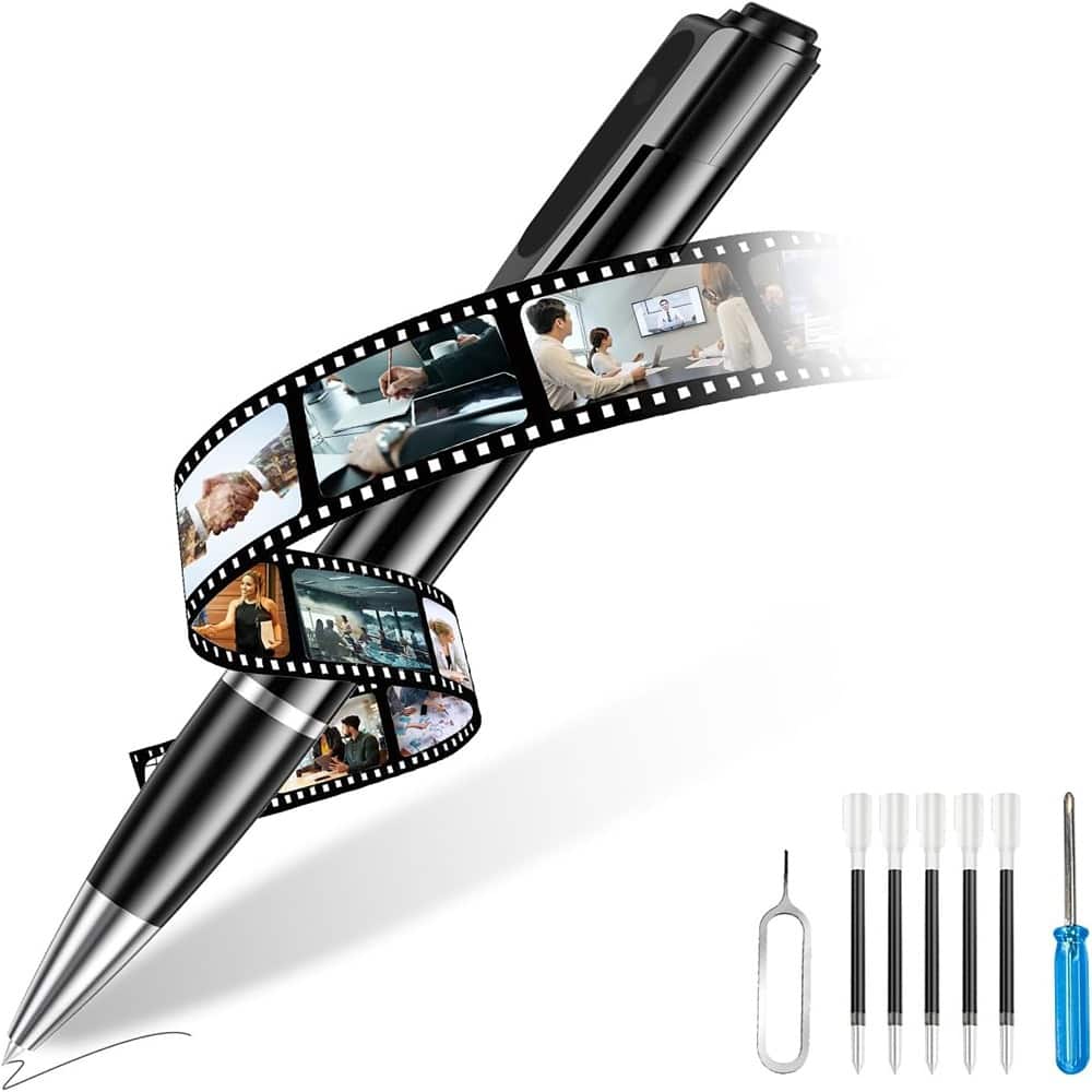 Hidden Camera Pen,Secret MINI Camera with Built-in 64GB Memory,HD Body Video Recorder - Black